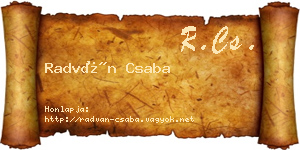 Radván Csaba névjegykártya
